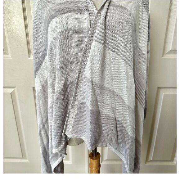 Line striped long hooded open cardigan - Picture 2 of 7